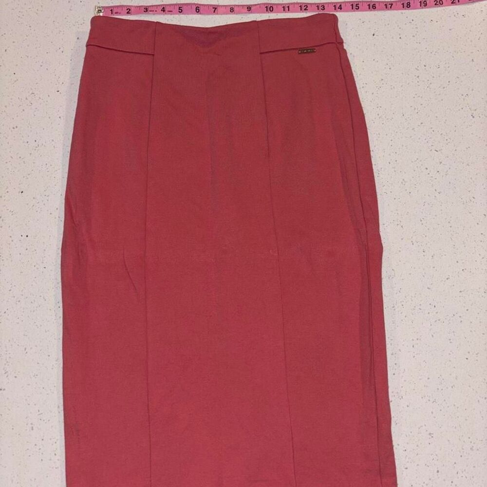 T Tahari dark pink midi skirt